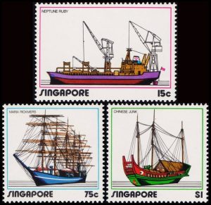 SINGAPUR/SELLOS, 1972 - BARCOS - YV 163/65 - 3 VALORES - NUEVO
