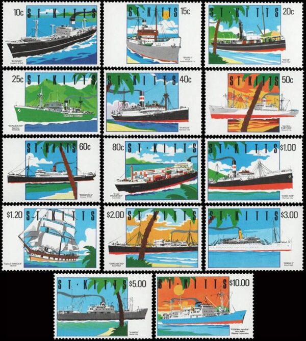 SAN KITTS/SELLOS, 1990 - BARCOS - YV 713/26 - 14 VALORES - NUEVO