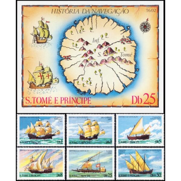 SAINT THOME & PRINCE/SELLOS, 1980 - SHIPS - MAPS - YV 566/71 + BF - MNH