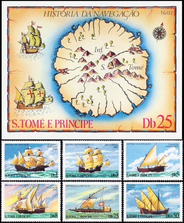 SANTO THOME Y PRINCIPE/SELLOS, 1980 - BARCOS - YV 566/71 + BF - 6 VALORES + BLOQUE - NUEVO