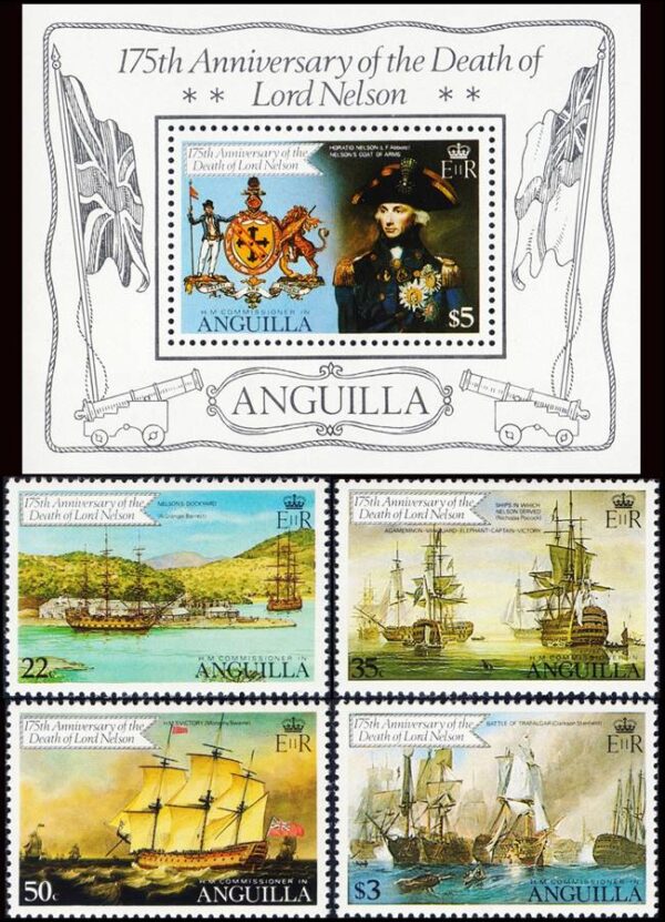 ANGUILLA/SELLOS, 1994 - BAROS - NAVEGANTES - YV 396/99 + BF 36 - 4 VALORES + BLOQUE - NUEVO