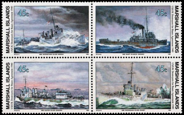 MARSHALL/SELLOS, 1990 - BARCOS - SEGUNDA GUERRA MUNDIAL - YV 308/11 - 4 VALORES - NUEVO