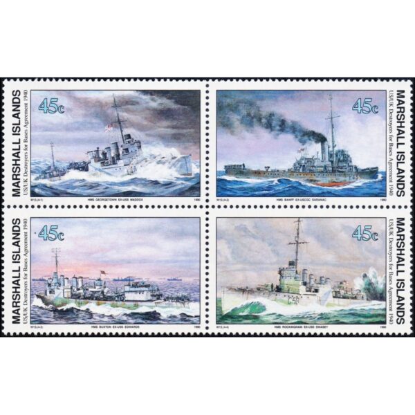 MARSHALL/STAMPS, 1990 - SHIPS - WW II - YV 308/311 - 4 VALUES - MNH