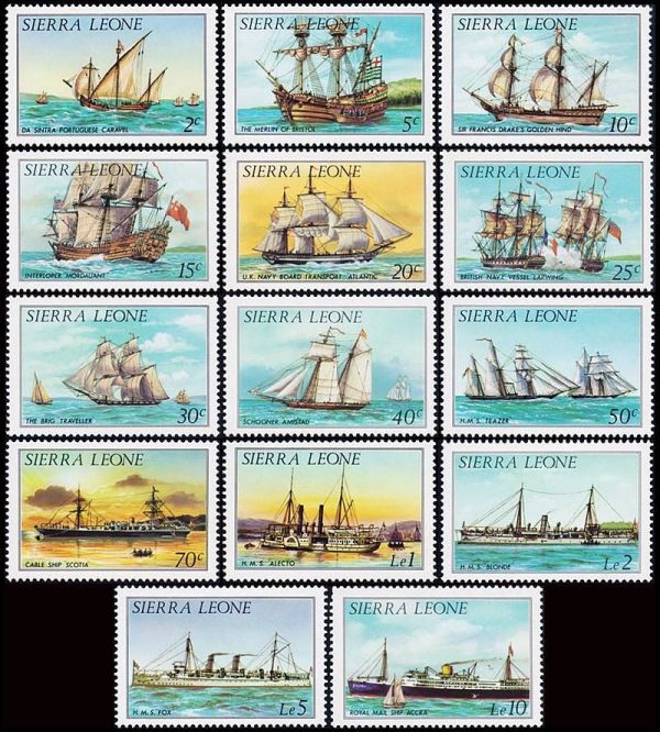 SIERRA LEONA/SELLOS, 1984 - BARCOS - SERIE ORDINARIA - YV 602/15 - 14 VALORES - NUEVO