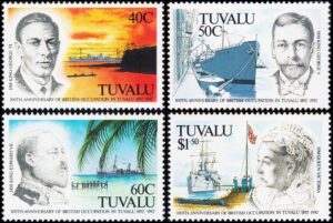 TUVALU/SELLOS, 1992 - BARCOS - REYES DE INGLATERRA - YV 583/86 - 4 VALORES - NUEVO