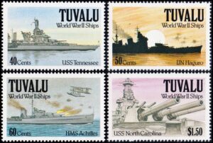TUVALU/SELLOS, 1991 - BARCOS - SEGUNDA GUERRA MUNDIAL - YV 571/74 - 4 VALORES - NUEVO