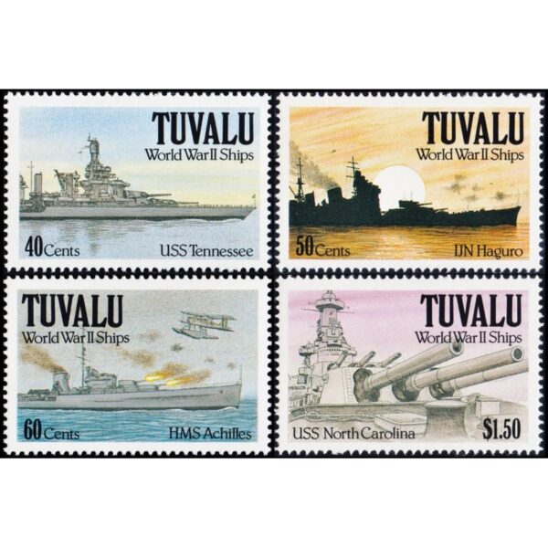 TUVALU/SELLOS, 1991 - BARCOS - SEGUNDA GUERRA MUNDIAL - YV 571/74 - 4 VALORES - NUEVO