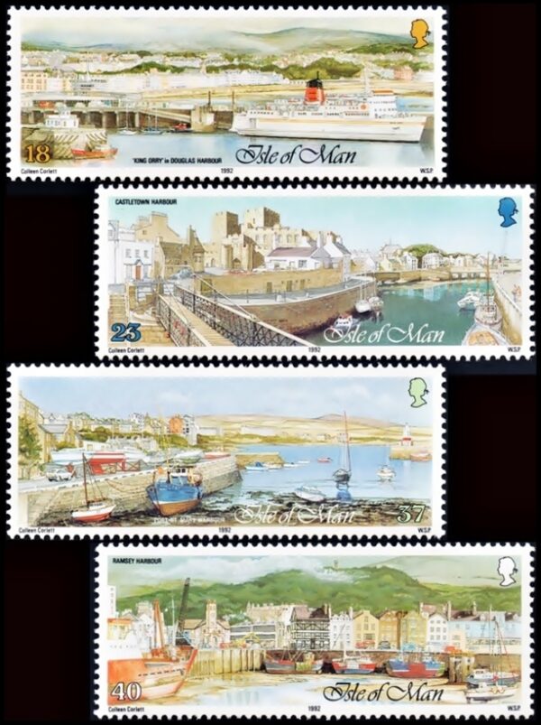 ISLE OF MAN/STAMPS, 1992 - SHIPS - PORTS - YV 551/54 - MNH