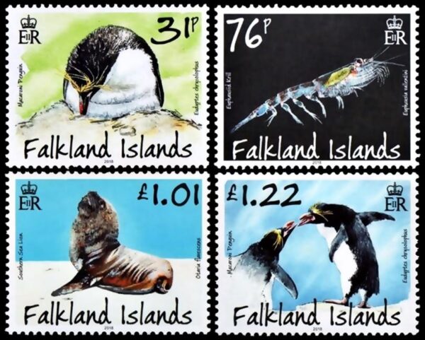 MALVINAS/SELLOS, 2018 - FAUNA MARINA - PINGUINOS - YV 1280/83 - 4 VALORES - NUEVO