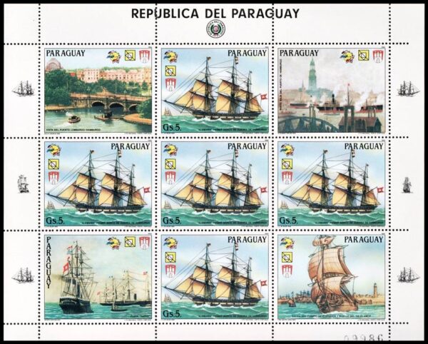 PARAGUAY/SELLOS, 1984 - BARCOS - YV 2107a - HOJITA - NUEVO