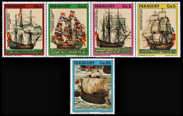 PARAGUAY/SELLOS, 1987 - BARCOS - YV 2326/30 - 5 VALORES - NUEVO