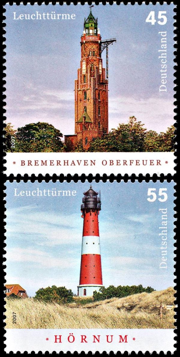 ALEMANIA/SELLOS, 2007 - FAROS - YV 2437/38 - 2 VALORES - NUEVO