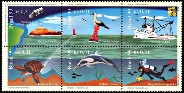 BRASIL/SELLOS,1999 - FAROS - BARCOS -FAUNA MARINA - YV 245/500 - 6 VALORES - NUEVO