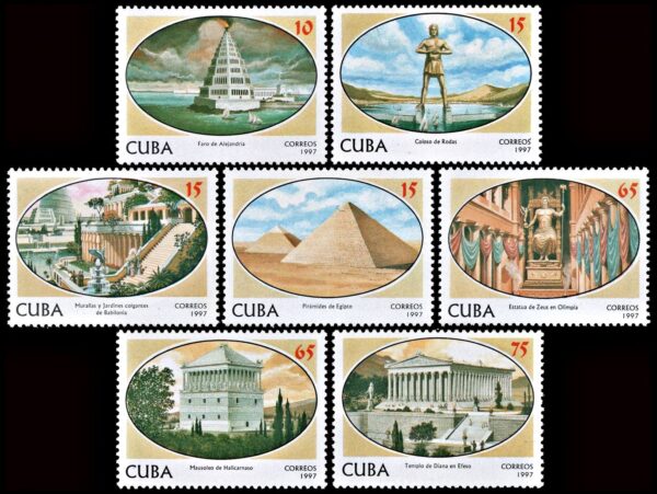 CUBA/SELLOS, 1997 - LAS SIETE MARAVILLAS DEL MUNDO -YV 3638/44 - 7 VALORES - NUEVO