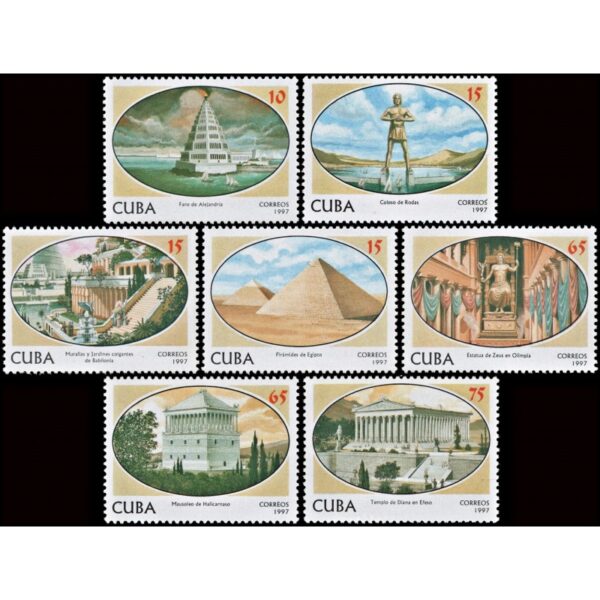 CUBA/SELLOS, 1997 - LAS SIETE MARAVILLAS DEL MUNDO -YV 3638/44 - 7 VALORES - NUEVO