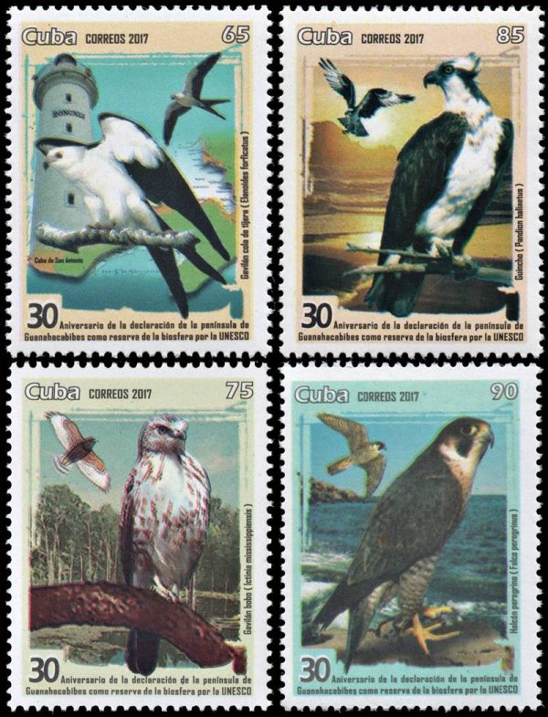 CUBA/SELLOS, 2017 - AVES - UNESCO - FARO - YV 5559/62 - 4 VALORES - NUEVO