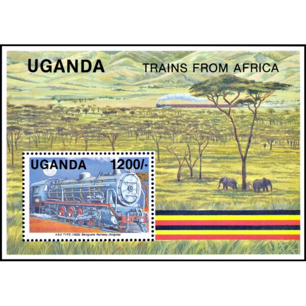 UGANDA/SELLOS, 1991 - TRENES - CAT MICHEL BL 134 - BLOQUE - NUEVO
