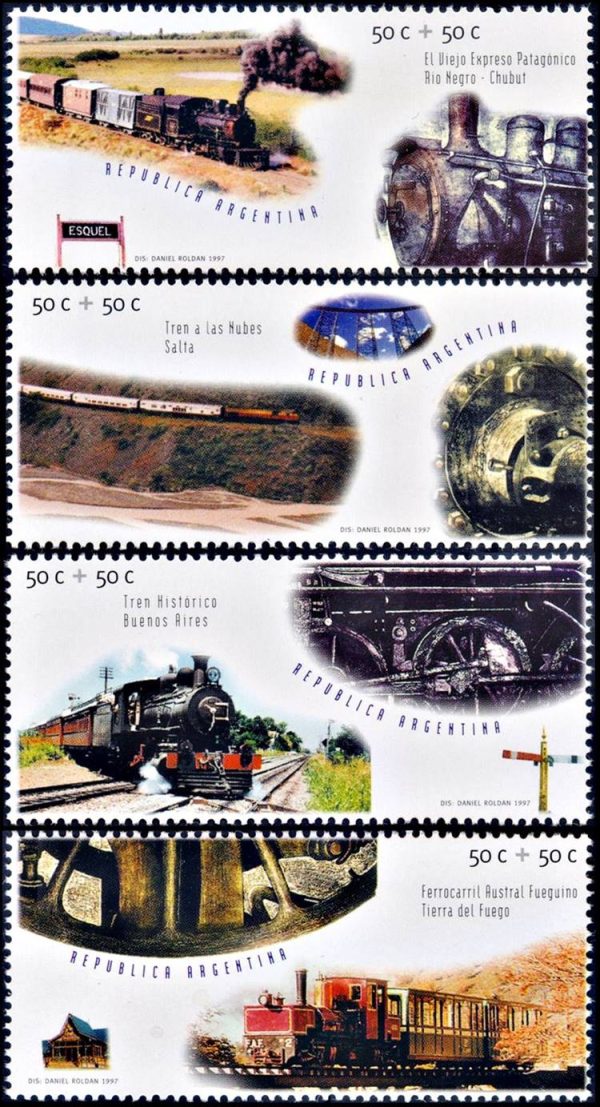 ARGENTINA/SELLOS, 1997 - TRENES - CAT G.J. 2841/44 - 4 VALORES - NUEVO