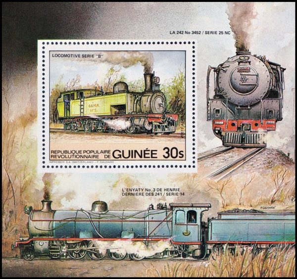 GUINEA/SELLOS, 1984 - TRENES - YBV BF 45 - BLOQUE - NUEVO