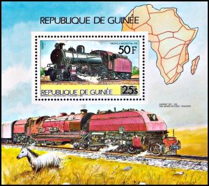 GUINEA/SELLOS, 1986 - TRENES - MICHEL BF 204 - BLOQUE - NUEVO