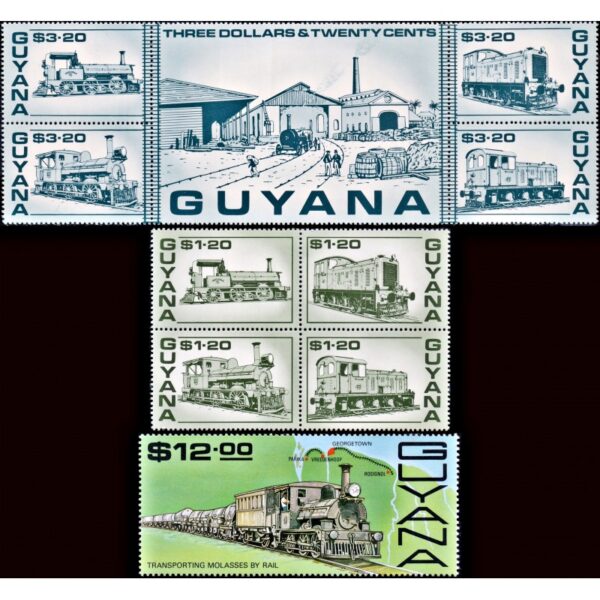 GUYANA/SELLOS, 1987 - TRENES - YV 1628/37 - 10 VALORES - NUEVO