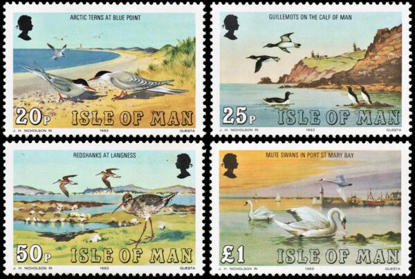 ISLE OF MAN/STAMPS, 1983 - SEA BIRDS  - SWANS - LIGHTHOUSES - DEFINITIVES - YV 241/44 - 4 VALUES - MNH