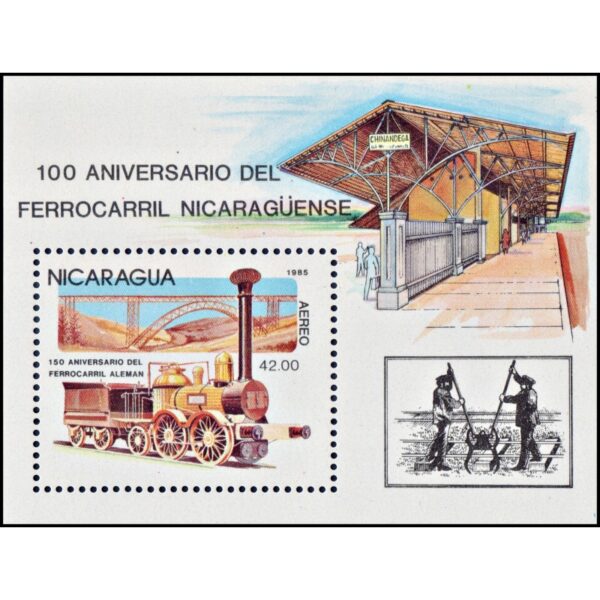 NICARAGUA/SELLOS, 1985 - TRENES - YV BF 173 - LOQUE - NUEVO