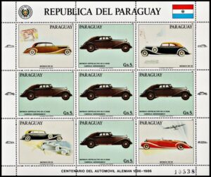 PARAGUAY/SELLOS, 1986 - AUTOMOVILES ANTIGUOS - MICHEL 3993 - HOJITA - NUEVO