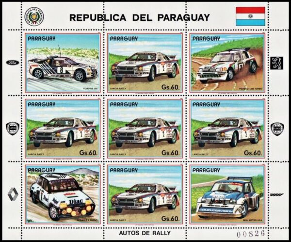 PARAGUAY/SELLOS, 1987 - AUTOMOVILES - MICHEL 4140 - HOJITA - NUEVO