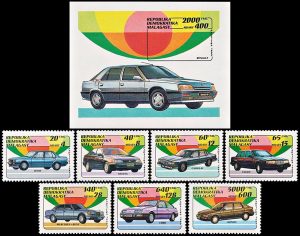 MADAGASCAR/SELLOS, 1992 - AUTOMOVILES - YV 1137/43 + BF 81 - 7 VALORES + BLOQUE - NUEVO