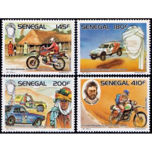 SENEGAL/SELLOS, 1988 - MOTOCICLETOS - AUTOMOVILES - RALLY DAKAR - YV 750/53 - 4 VALORES - NUEVO
