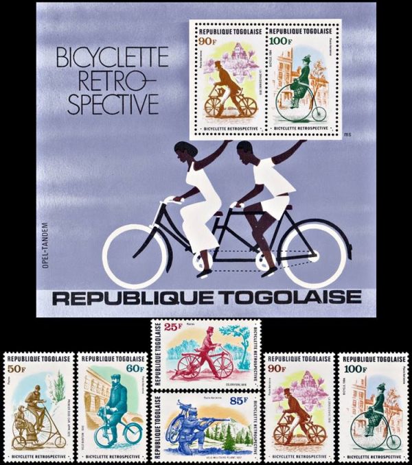 TOGO/SELLOS, 1978 - BICICLETAS - YV 931/32 + A 352/5 + BF 119 - 6 VALORES + BLOQUE - NUEVO