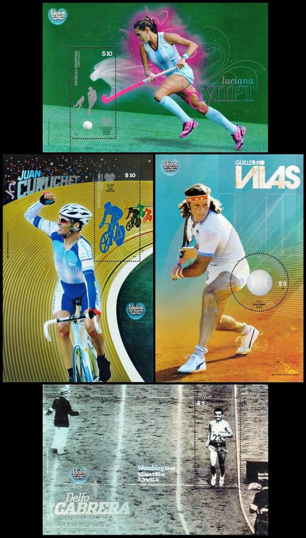 ARGENTINA/SELLOS, 2009 - IDOLOS DEL DEPORTE II - CAT G.J. HB 203/06 - 4 BLOQUE - NUEVO