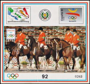 PARAGUAY/SELLOS, 1990 - JUEGOS OLIMPICOS - BARCELONA 92 - JINETES DE SALTO - MICHEL BL 466 - AMARILLO - NUEVO
