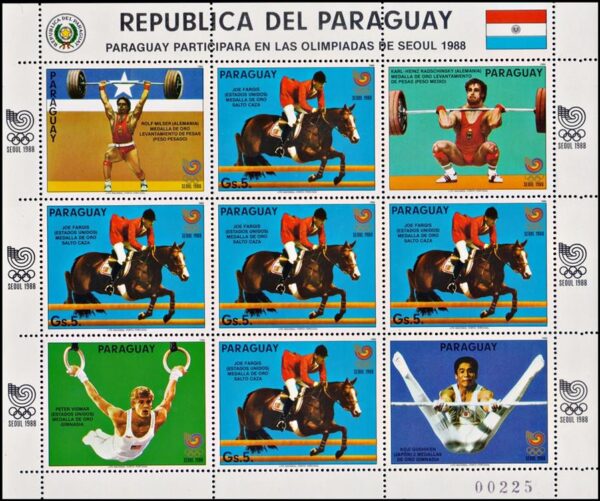 PARAGUAY/SELLOS, 1986 - DEPORTES - JUEGOS OLIMPICOS SEUL 88 - MICHEL 4053 - HOJITA - NUEVO