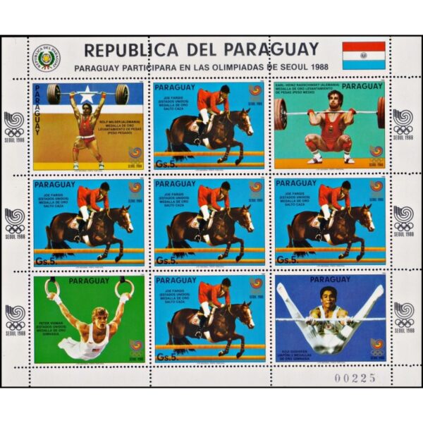 PARAGUAY/SELLOS, 1986 - DEPORTES - JUEGOS OLIMPICOS SEUL 88 - MICHEL 4053 - HOJITA - NUEVO