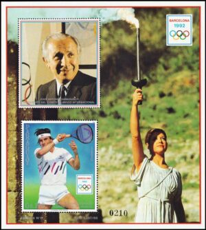 PARAGUAY/SELLOS, 1989 - DEPORTES - JUEGOS OLIMPICOS BARCELONA 92 - YV BF 409 - BLANCO - BLOQUE - NUEVO