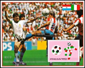 PARAGUAY/SELLOS, 1989 - FUTBOL - ITALIA '90 - YV BF 404 - LETRA A - BLOQUE - NUEVO