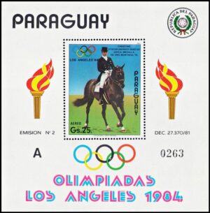 PARAGUAY/SELLOS, 1984 - JUEGOS OLIMPICOS LOS ANGELES 1984 - YV BF 345 - LETRA A - BLOQUE - NUEVO