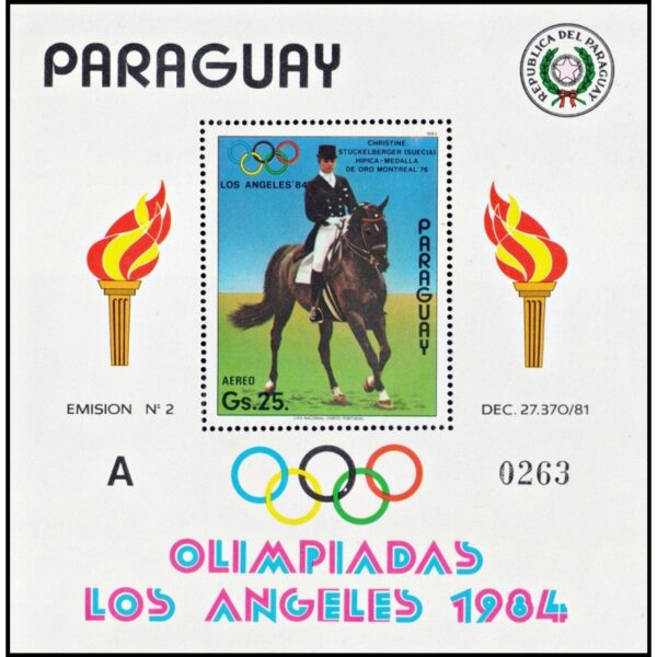 PARAGUAY/STAMPS, 1984 - OLYMPIC GAMES  LOS ANGELES 1984 - YV BF 345 - LETTER A MNH