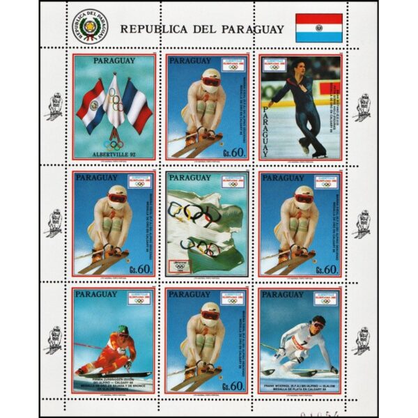 PARAGUAY/SELLOS, 1990 - JUEGOS OLIMPICOS ALVERTVILLE 88 - MICHEL 4475 - HOJITA - NUEVO