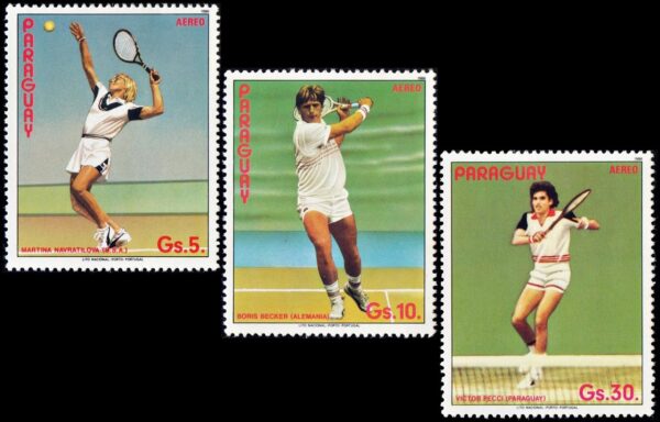 PARAGUAY/SELLOS, 1986 - DEPORTES - TENIS - YV A 1013/15 - 3 VALORES - NUEVO