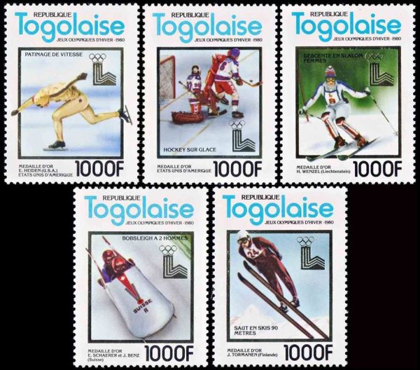 TOGO/SELLOS, 1980 - JUEGOS OLIMPICOS LAKE PLACID 80 - 5 VALORES - NUEVO