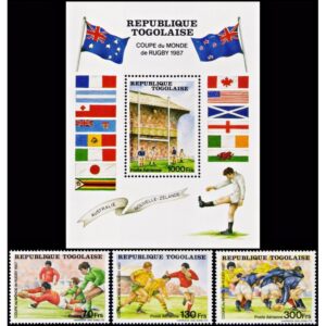 TOGO/SELLOS, 1986 - DEPORTES - RUGBY - YV 1217 + A 632/3 + BF 260 -