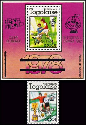 TOGO/SELLOS, 1981 - FUTBOL - CAMPEONATO MUNDIAL ESPAÑA 82 - YV 1012 - 1 VALOR + HOJITA - NUEVO