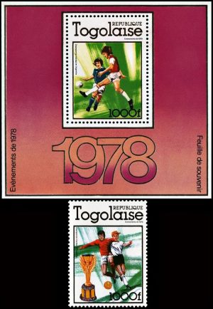 TOGO/SELLOS, 1978 - FUTBOL - CAMPEONATO MUNDIAL ARGENTINA 78 - YV 927 - 1 VALOR + HOJITA - NUEVO