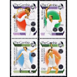 GAMBIA/SELLOS, 1990 - DEPORTES - TENIS - WIMBLEDON - YV 956/59 - 4 VALORES - NUEVO