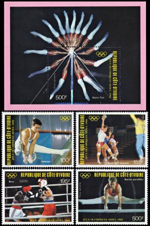 COSTA FR MARFIL/SELLOS, 1988 - JUEGOS OLYMPICOS SEUL 88 - YV A 117/20 + BF 30 - 4 VALORES - NUEVO
