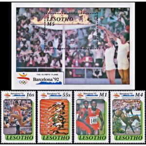 LESOTHO/SELLOS, 1990 - JUEGOS OLIMPICOS BARCELONA 92 - YV 919/22 + BF 80 - 4 VALORES + BLOQUE - NUEVO