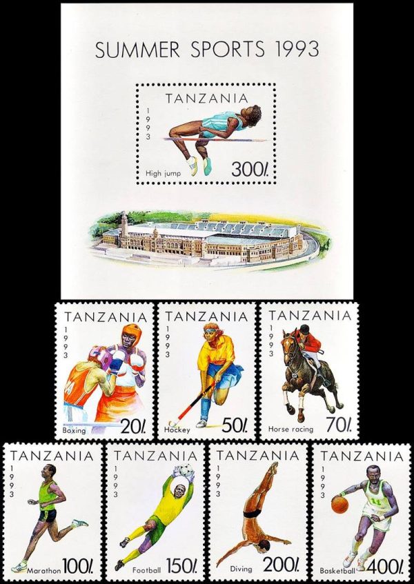 TANZANIA/SELLOS, 1994 - DEPORTES - YV 1513/19 + BF 231 - 7 VALORES + BLOQUE - NUEVO